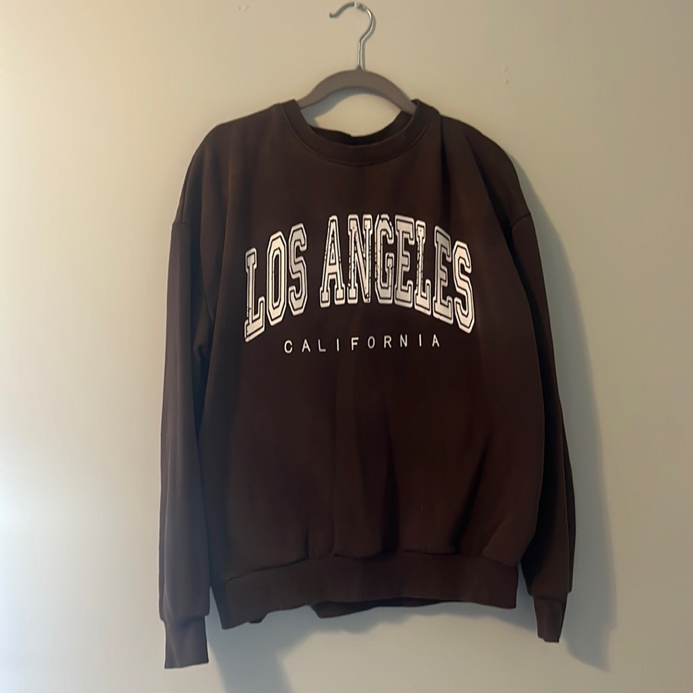 Brown Los Angeles Graphic Casual Sweatshirt
